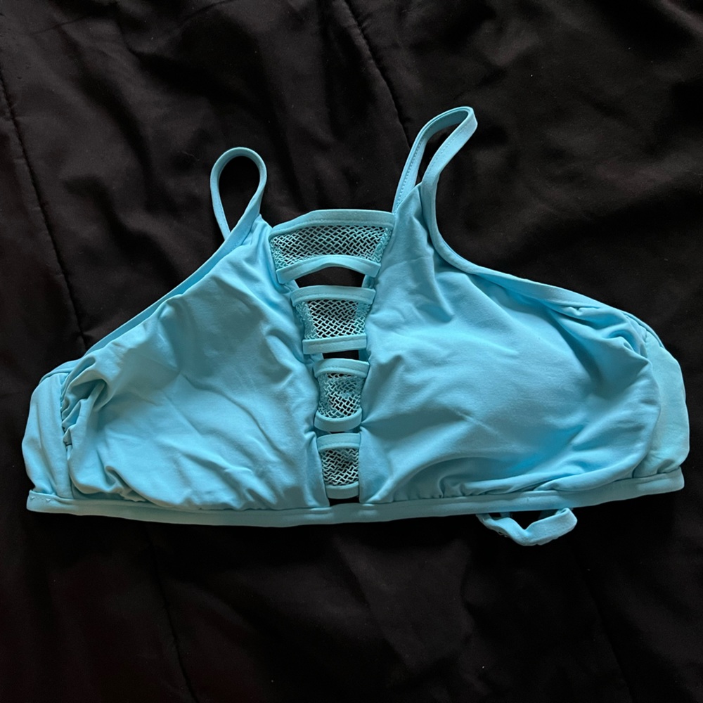 Blue high neck bikini top
